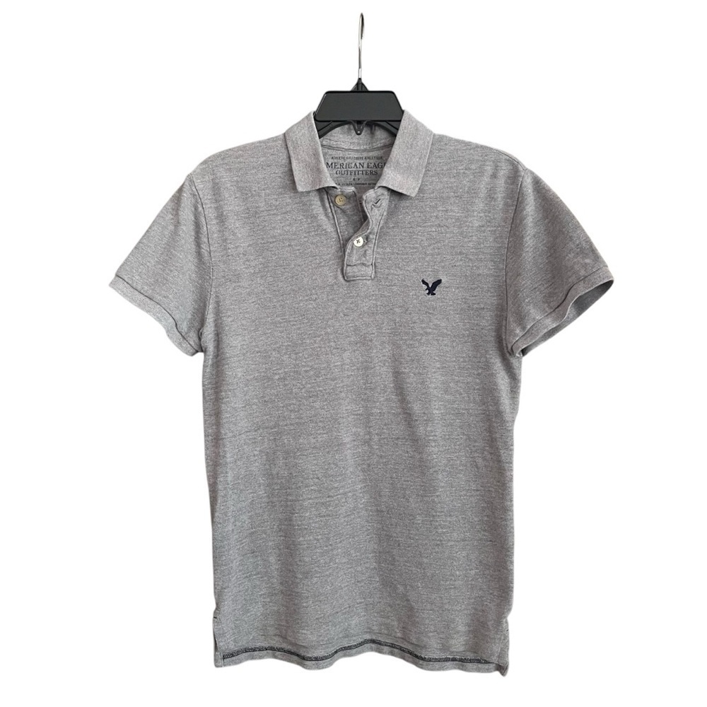 American Eagle Outfitters Polo Shirt Men’s Size S Gray Short Sleeve Embroidered